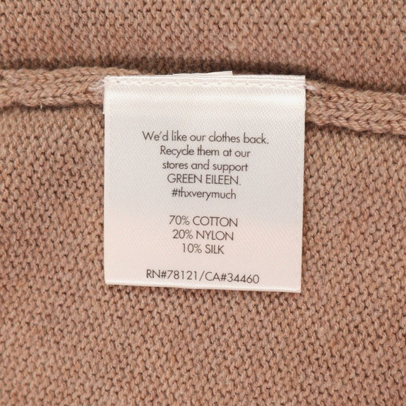 Eileen Fisher Open Front Cardigan Large Cream Long Polished Sleek Cotton Silk - Picture 11 of 14